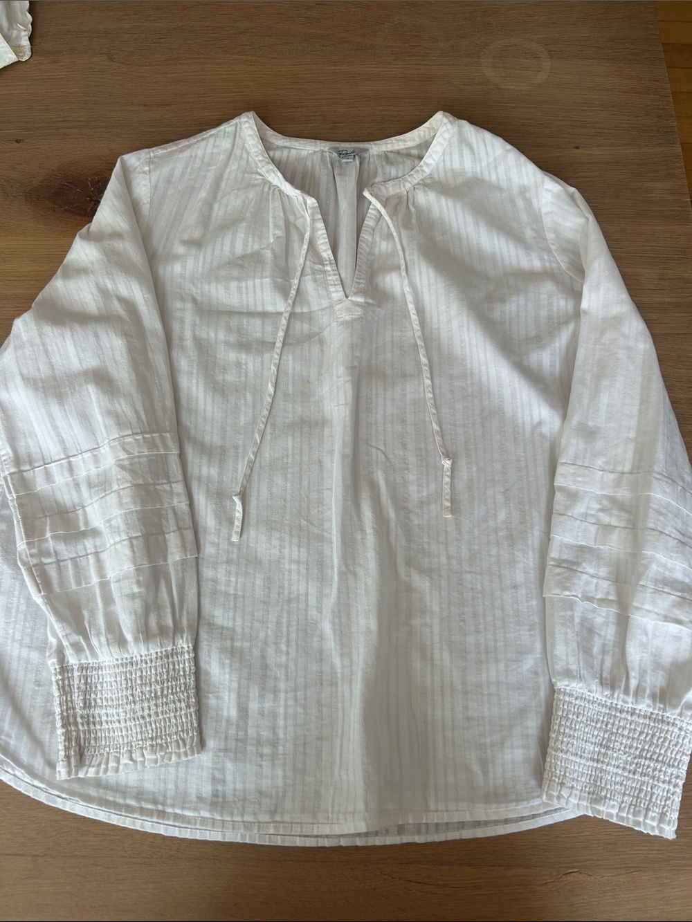 Rails Caterina Long-Sleeve Popover Shirt with Smocked Cuffs